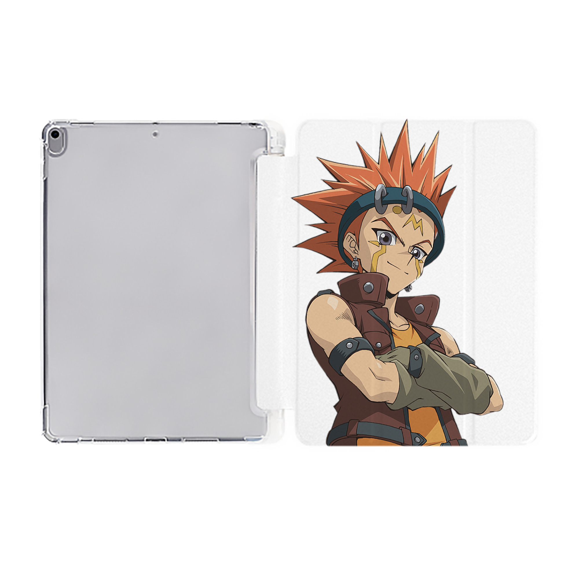 （画像用） 遊☆戯☆王 Yu-Gi-Oh! IPad ケース ペン収納付き 三つ折りスタンド PUレザー×シリコン 対応機種9.5/10.5/10.9インチ